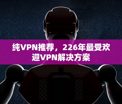 纯VPN推荐，226年最受欢迎VPN解决方案
