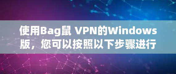 使用Bag鼠 VPN的Windows版，您可以按照以下步骤进行