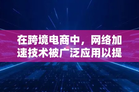 在跨境电商中，网络加速技术被广泛应用以提高物流效率和用户体验。以下是对这一问题的详细分析