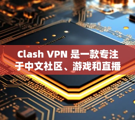 Clash VPN 是一款专注于中文社区、游戏和直播网站的VPN应用。它通过加密传输，保护用户在网络环境下的安全和隐私。以下是关于 Clash VPN 的一些关键信息