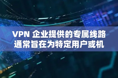 VPN 企业提供的专属线路通常旨在为特定用户或机构提供高度加密和安全的网络连接。以下是关于 VPN 企业专属线路的详细介绍